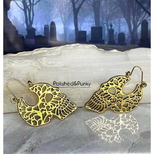 Gold Skull Earrings ~ Halloween Earrings ~ Unique gothic Earrings In Gift Box